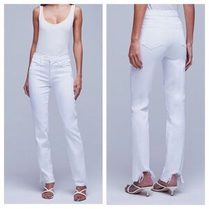L'Agence Draya High Rise Slim Straight Jeans - Blanc MSRP $315 NWOT 24 Holiday